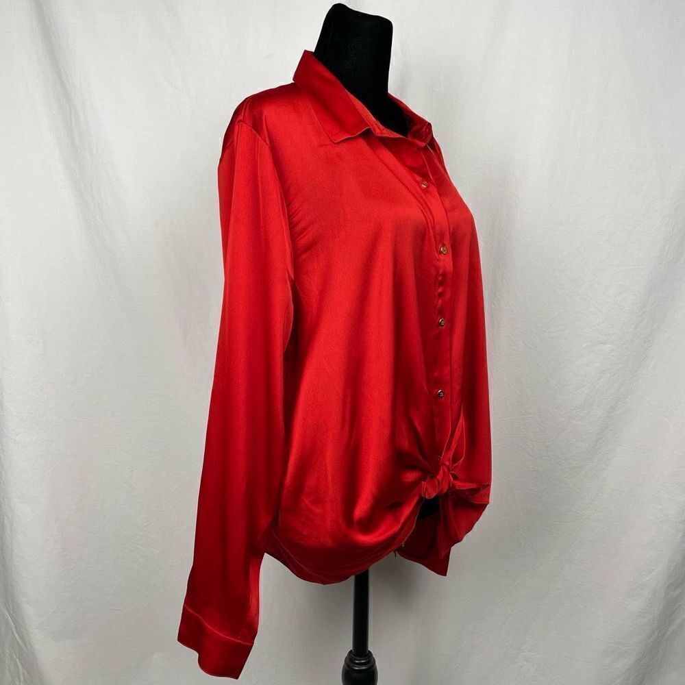 Bold Elements NWT Silken Tie Front Long Sleeve Blouse - Women’s XL - Picture 4 of 10